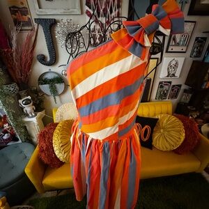 Bettie Page 50s Belinda Swing Dress in Stripe